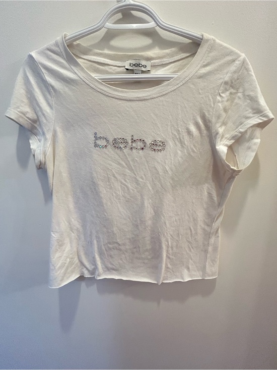 bebe Tops - bebe White Tee with Crystal Logo
